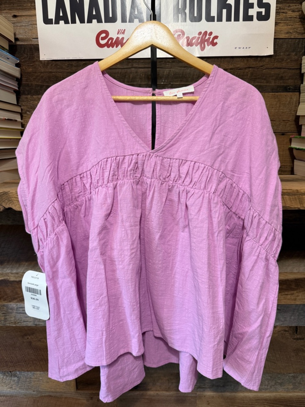 Ces Femme Lavender V-Neck Peasant Tunic